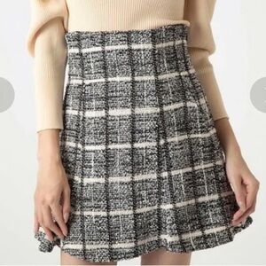 SNIDEL Black & White Tweed Plaid Mini Skirt A-Line